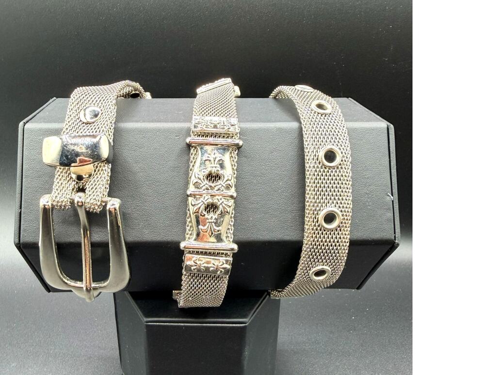 Vintage Metal Mesh Belt W/Detailed Ornamental Silver Accents